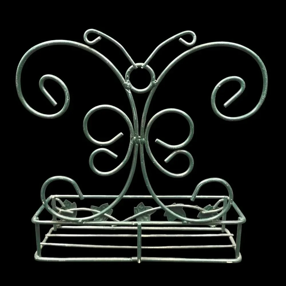 Retro Wall Hanging Wire Butterfly Shelf/Basket Cottage Core Country Farmhouse